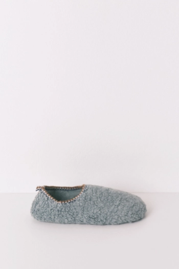 Зелені домашні капці зі штучної овчини