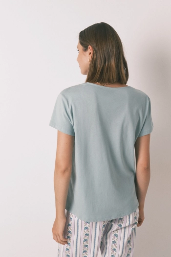 Бавовняна футболка з вишивкою та ґудзиками