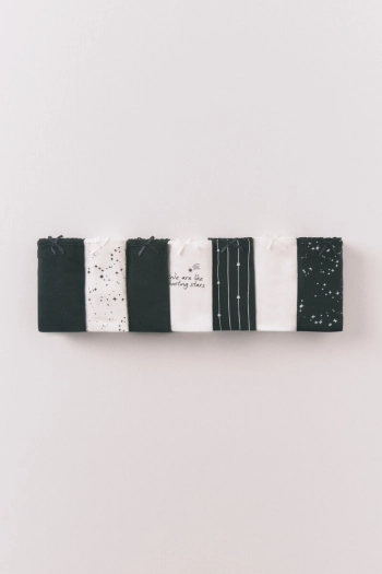 Набір із 7 класичних трусиків із бавовни в чорному та білому кольорах