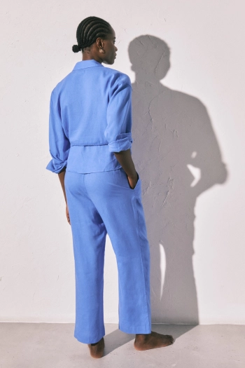 Штани довгі льон сині