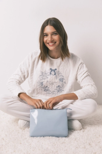 Середня подвійна косметичка зі штучної шкіри