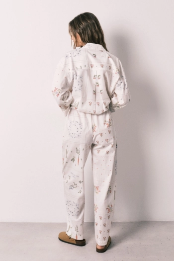 Длинные брюки из 100% хлопка с цветочным принтом