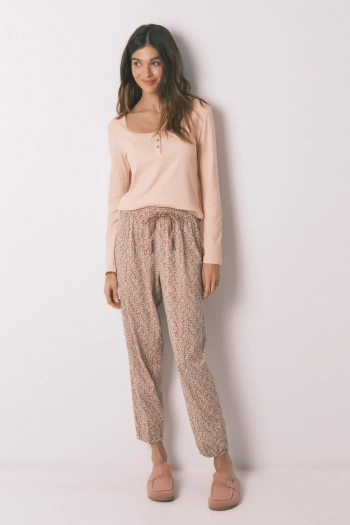 Длинная пижама из хлопка с цветочным принтом