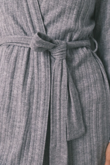 Халат миди из трикотажа серый