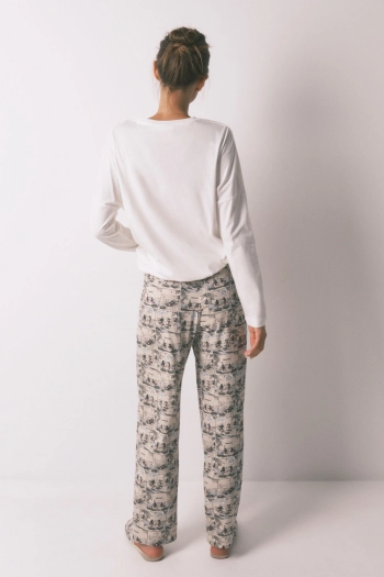 Довга піжама Mickey Mouse білого кольору з бавовни