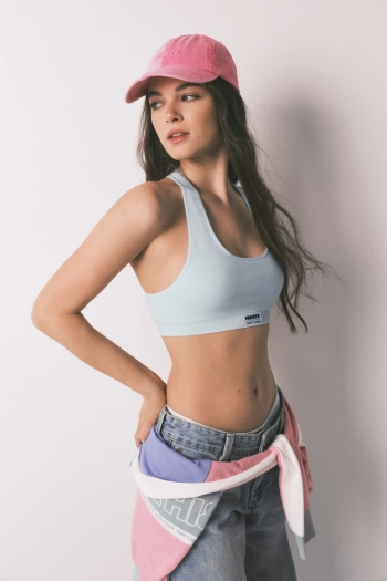 Голубой спортивный бесшовный бюстгальтер