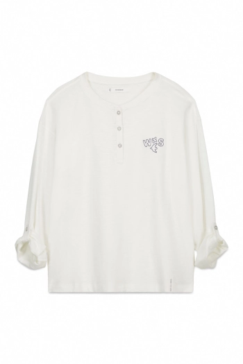 Біла футболка з довгим рукавом зі 100% бавовни