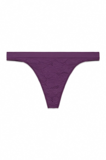 Трусы-танга бордового цвета с цветочным принтом