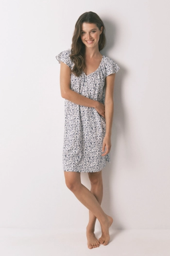 Коротка нічна сорочка з квітковим принтом
