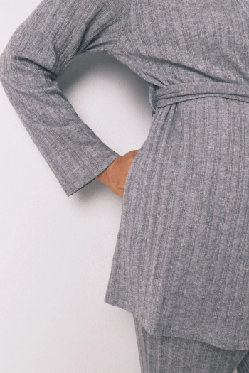 Халат міді з трикотажу сірий