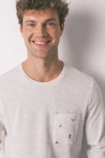 Довга чоловіча піжама бавовняна сіра