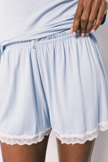 Блакитна коротка піжама з м'якої віскози