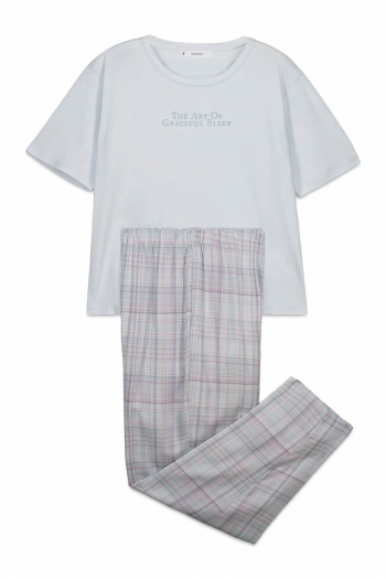 Піжама бавовняна синя в клітинку