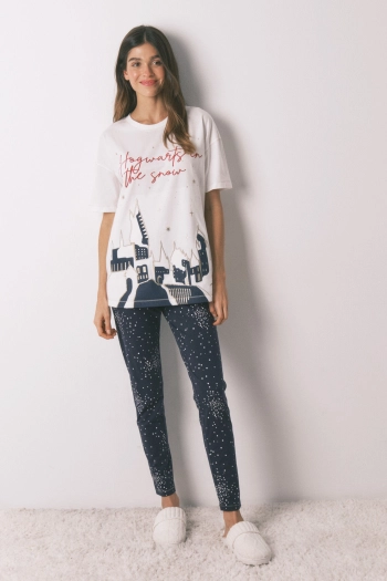 Бавовняна піжама Hogwarts з люрексом