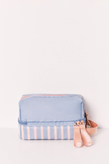 Середня подвійна косметичка з водонепроникного матеріалу в смужку