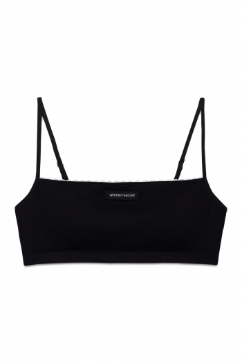 Черный бесшовный топ с прямым вырезом