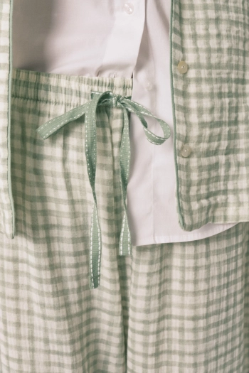 Длинная пижама из хлопка с клетчатым принтом