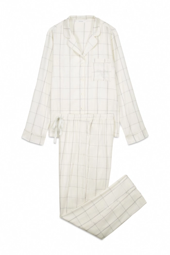 Белая фланелевая пижама в клетку