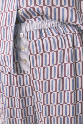 Довга піжама із сатину з геометричним принтом