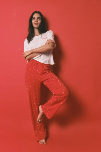 Довга бавовняна піжама з принтом