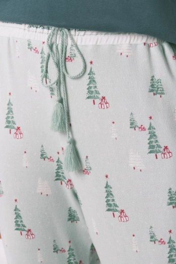 Довгі штани з м'якої тканини з новорічним принтом