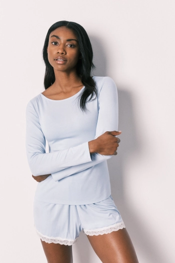 Блакитна коротка піжама з м'якої віскози