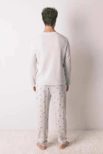 Довга чоловіча піжама бавовняна сіра