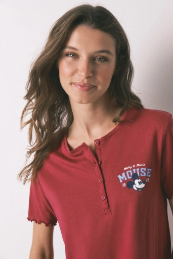 Длинная красная хлопковая пижама Mickey