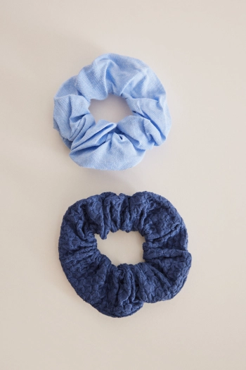 Набір з 2 великих резинок для волосся синього та джинсового кольору