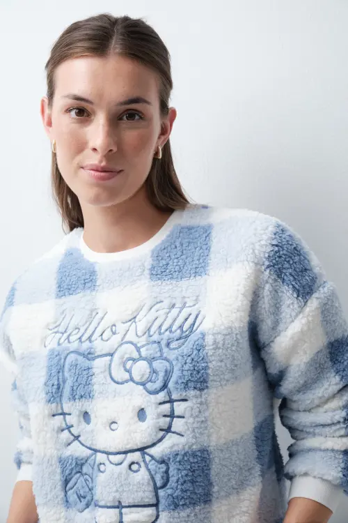 Длинная пижама Hello Kitty с эффектом овечьей шерсти