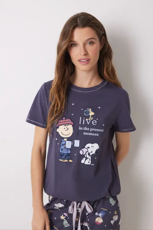 Синяя пижама Snoopy из хлопка